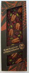 Exclusive chocolate s pekanovmi oechy, pistciemi a brusinkami